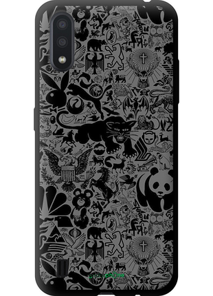 Чехол на samsung galaxy a01 a015f чёрно-серый стикер бомбинг "2432b-1842-8094", чехол для телефона