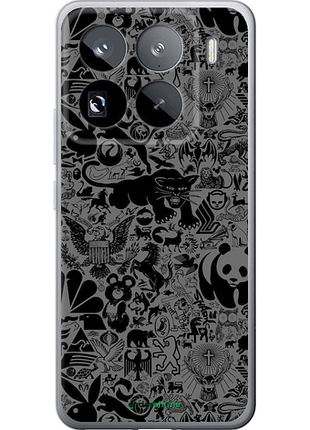 Чехол на xiaomi 15 pro чёрно-серый стикер бомбинг "2432u-3879-8094", чехол для телефона