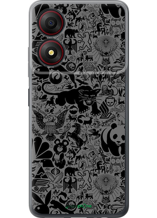 Чехол на zte blade a34 чёрно-серый стикер бомбинг "2432u-3989-8094"
