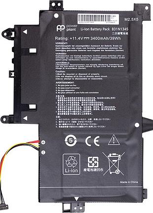 Акумулятор powerplant для ноутбуків asus transformer book flip tp500l (b31n1345) 11.4v 3400mah