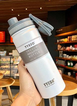 Термопляшка, термос tyeso 530мл із нержавіючої сталі для кави, води, white