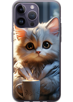 Чехол на iphone 14 pro max белый кот "5646u-2667-851"