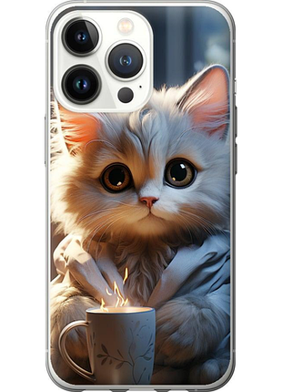 Чехол на iphone 13 pro белый кот "5646u-2372-851"