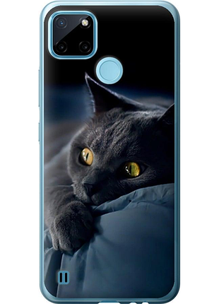 Чехол на realme c25y дымчатый кот "825u-2553-851"