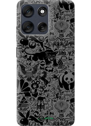 Чехол на motorola moto g56 чёрно-серый стикер бомбинг "2432u-4124-8094"