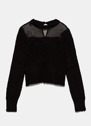 Чорний теплий короткий светр zara