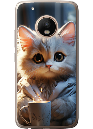 Чехол на motorola moto g5 plus белый кот "5646u-1038-851"