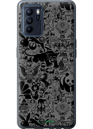 Чехол на oppo reno6 z чёрно-серый стикер бомбинг "2432u-2477-8094", чехол для телефона