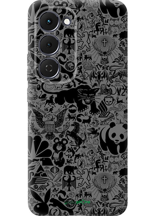 Чехол на tecno spark 40 pro+ 4g чёрно-серый стикер бомбинг "2432u-4118-8094"