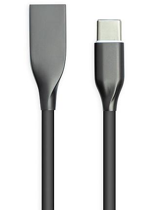 Кабель powerplant usb - type-c, 1м, силикон, черный
