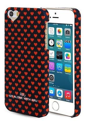 Чехол aru для iphone 5/5s/5se hearts dark blue