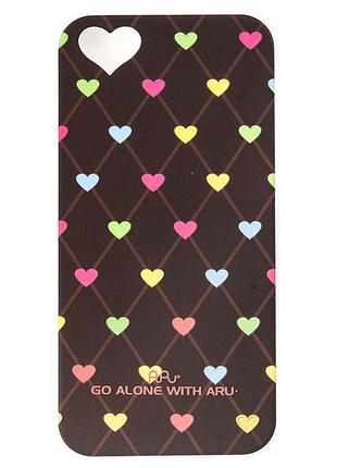 Чехол aru для iphone 5/5s/5se hearts dark brown