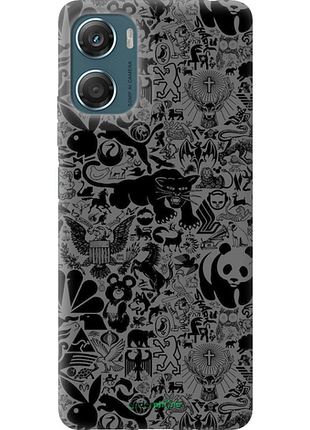 Чехол на motorola moto g06 чёрно-серый стикер бомбинг "2432u-4187-8094"