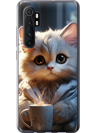 Чохол на xiaomi mi note 10 lite білий кіт "5646u-1937-851"