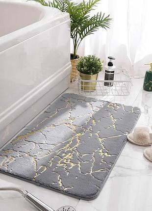 Коврик для ванной комнаты и душа нескользящий bathlux 40х60 см с мраморным узором, серый