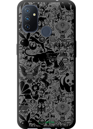 Чехол на oneplus nord n100 чёрно-серый стикер бомбинг "2432b-2130-8094", чехол для телефона