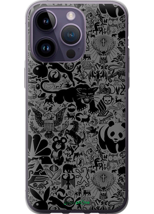 Чехол на iphone 14 pro max чёрно-серый стикер бомбинг "2432u-2667-8094", чехол для телефона