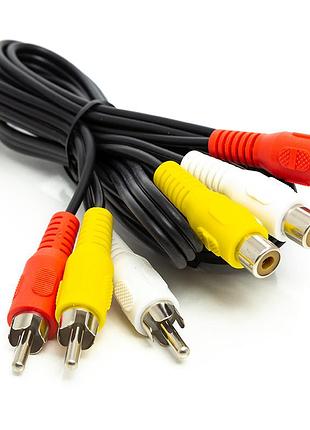 Аудіо кабель powerplant 3*rca (m) - 3*rca (f), 1 м