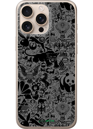 Чехол на iphone 16 pro max чёрно-серый стикер бомбинг "2432u-3706-8094", чехол для телефона