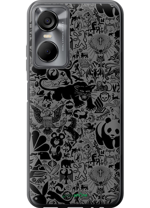 Чехол на tecno pop 6 pro be8 чёрно-серый стикер бомбинг "2432u-2929-8094", чехол для телефона