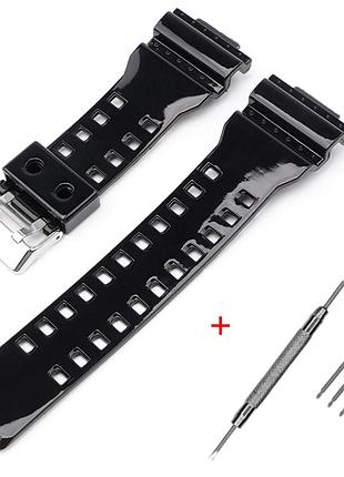 Ремінець для casio g-shock ga-100/110 black-glossy si, ремінці для годинників