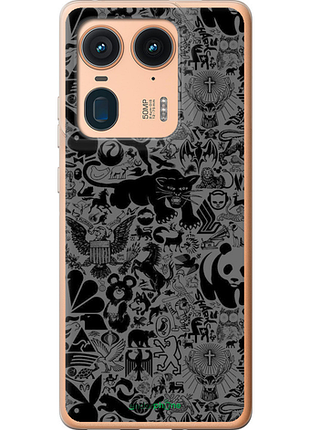 Чехол на motorola edge 50 ultra чёрно-серый стикер бомбинг "2432u-3760-8094", чехол для телефона