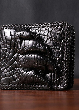 Портмоне crocodile leather из натуральной кожи крокодила черный.