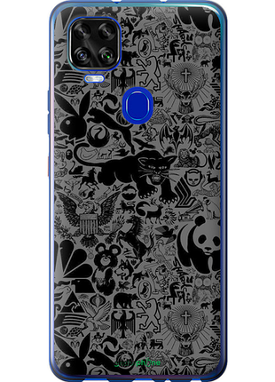 Чехол на zte blade v2020 чёрно-серый стикер бомбинг "2432u-2529-8094", чехол для телефона