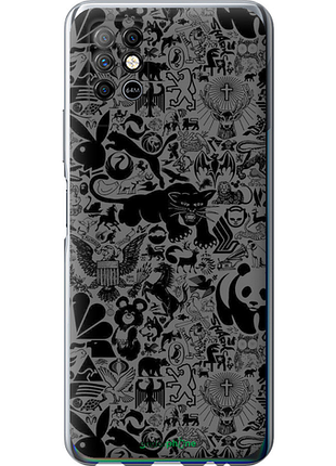 Чехол на infinix note 8 чёрно-серый стикер бомбинг "2432u-2710-8094", чехол для телефона