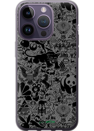 Чохол на iphone 14 pro чорно-сірий стикер бомбінг "2432u-2646-8094"