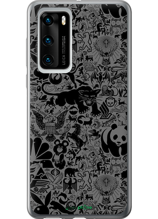 Чехол на huawei p40 чёрно-серый стикер бомбинг "2432u-1840-8094", чехол для телефона