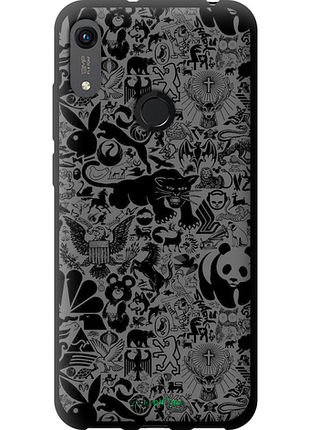 Чехол на huawei honor 8a чёрно-серый стикер бомбинг "2432b-1635-8094", чехол для телефона