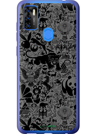 Чехол на zte blade a7s 2020 чёрно-серый стикер бомбинг "2432u-2454-8094", чехол для телефона