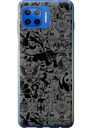 Чехол на motorola moto g plus чёрно-серый стикер бомбинг "2432u-2202-8094", чехол для телефона