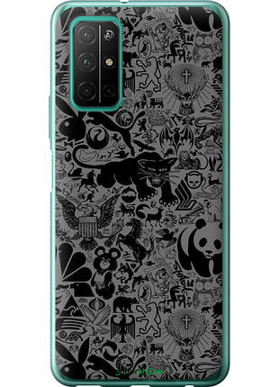 Чехол на huawei honor 30s чёрно-серый стикер бомбинг "2432u-1897-8094", чехол для телефона