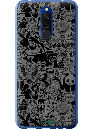 Чохол на xiaomi redmi 8 чорно-сірий стикер бомбінг "2432u-1806-8094", чохол для телефона