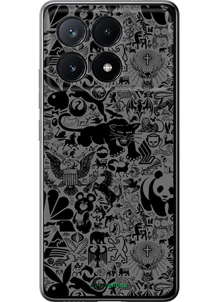 Чехол на xiaomi poco x6 pro чёрно-серый стикер бомбинг "2432u-3497-8094", чехол для телефона