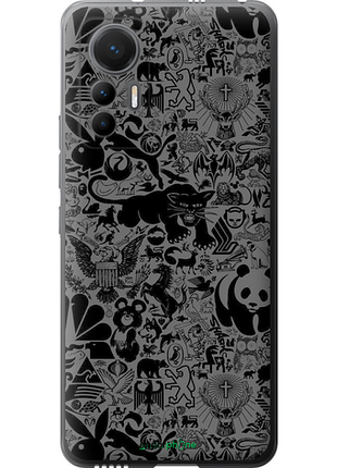 Чехол на xiaomi 12 lite чёрно-серый стикер бомбинг "2432u-2579-8094", чехол для телефона