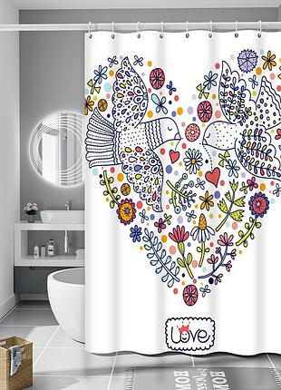 Шторка для ванни з поліестеру водонепроникна bathlux 180x180 см з кільцями, фіранка для ванної кімнати