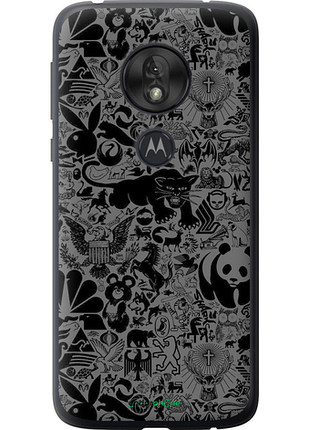 Чехол на motorola moto g7 play чёрно-серый стикер бомбинг "2432u-1656-8094", чехол для телефона