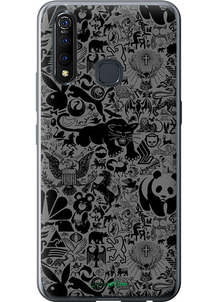 Чехол на vivo z5x чёрно-серый стикер бомбинг "2432u-1765-8094", чехол для телефона
