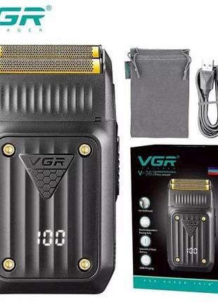 Электробритва vgr v-363 шейвер для сухого бритья с led дисплеем черный