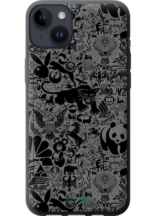 Чехол на iphone 14 plus чёрно-серый стикер бомбинг "2432u-2645-8094"
