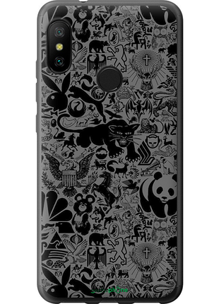 Чехол на xiaomi redmi 6 pro чёрно-серый стикер бомбинг "2432u-1595-8094", чехол для телефона