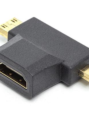 Переходник powerplant hdmi (f) - mini hdmi (m)/micro hdmi (m)
