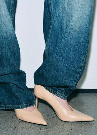 Кожаные туфли на каблуке zara 3