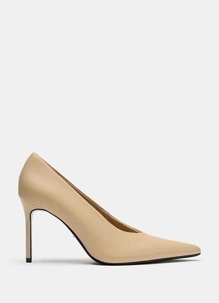 Кожаные туфли на каблуке zara 4