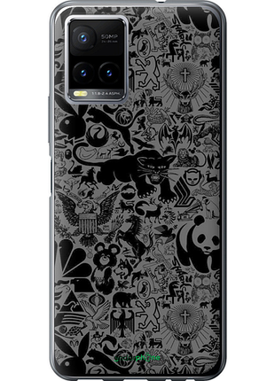 Чехол на vivo y33s чёрно-серый стикер бомбинг "2432u-2643-8094", чехол для телефона