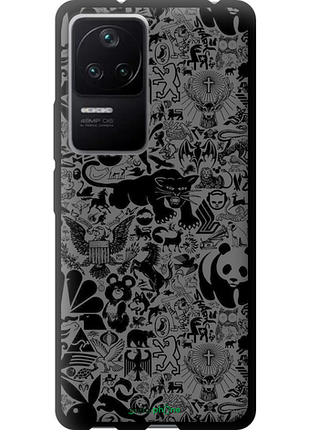 Чехол на xiaomi poco f4 чёрно-серый стикер бомбинг "2432b-3917-8094", чехол для телефона