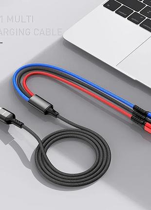 Шнур для зарядки телефона awei cl-971 3в1, кабель lightning, micro usb, type c для зарядки